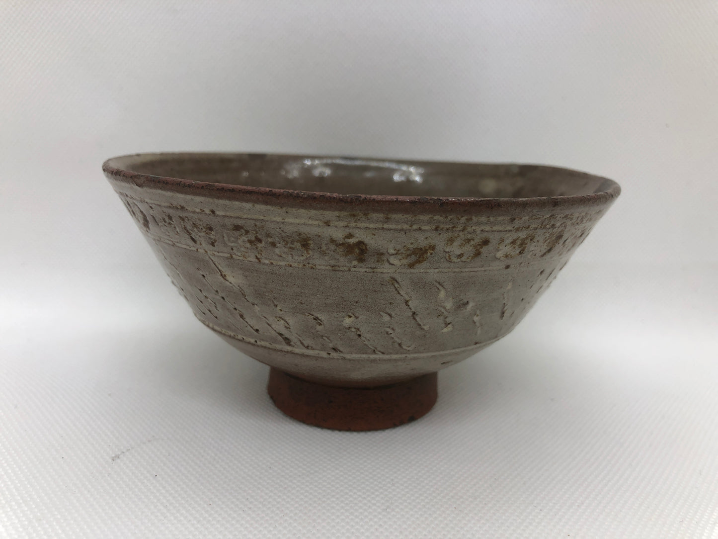 Y4428 CHAWAN Mishima bowl kintsugi Japan antique tea ceremony pottery cup