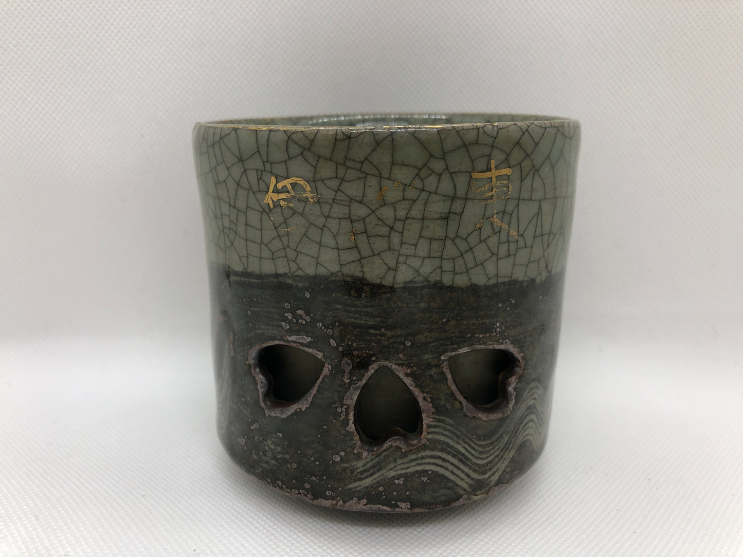 Y4433 CHAWAN Soma-ware signed Japan antique tea ceremony pottery bowl cup