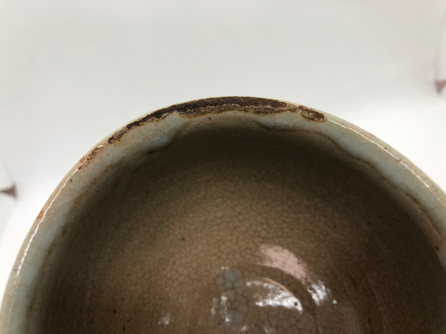 Y4462 CHAWAN Mino-ware signed mushroom Japan antique tea ceremony pottery bowl