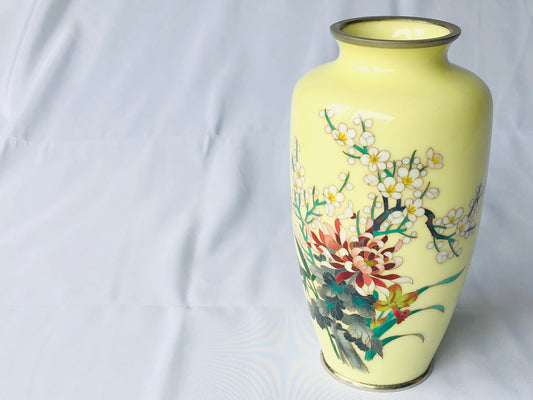 Y4482 FLOWER VASE Cloisonne signed box Japan ikebana antique interior home decor