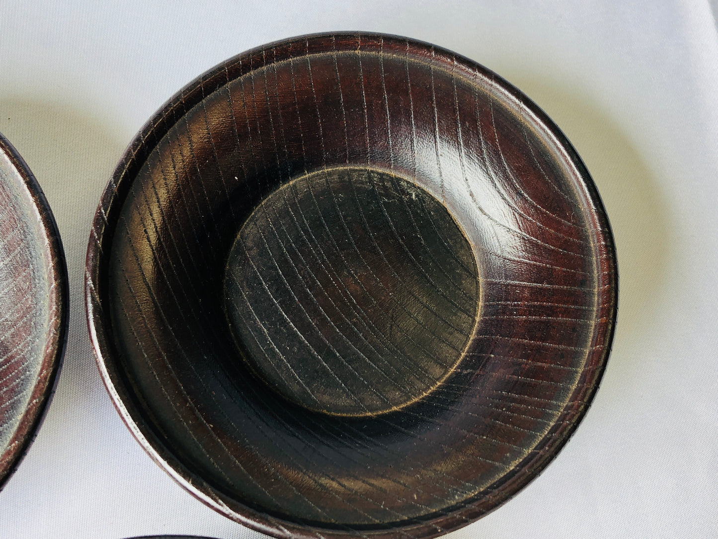 Y4499 DISH Wooden Chataku Saucer Cup Holder Coaster set of 5 Japan antique