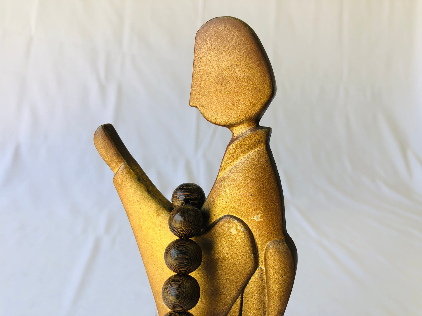 Y4509 STATUE Metal Praying Doll figure figurine Japan antique vintage decor
