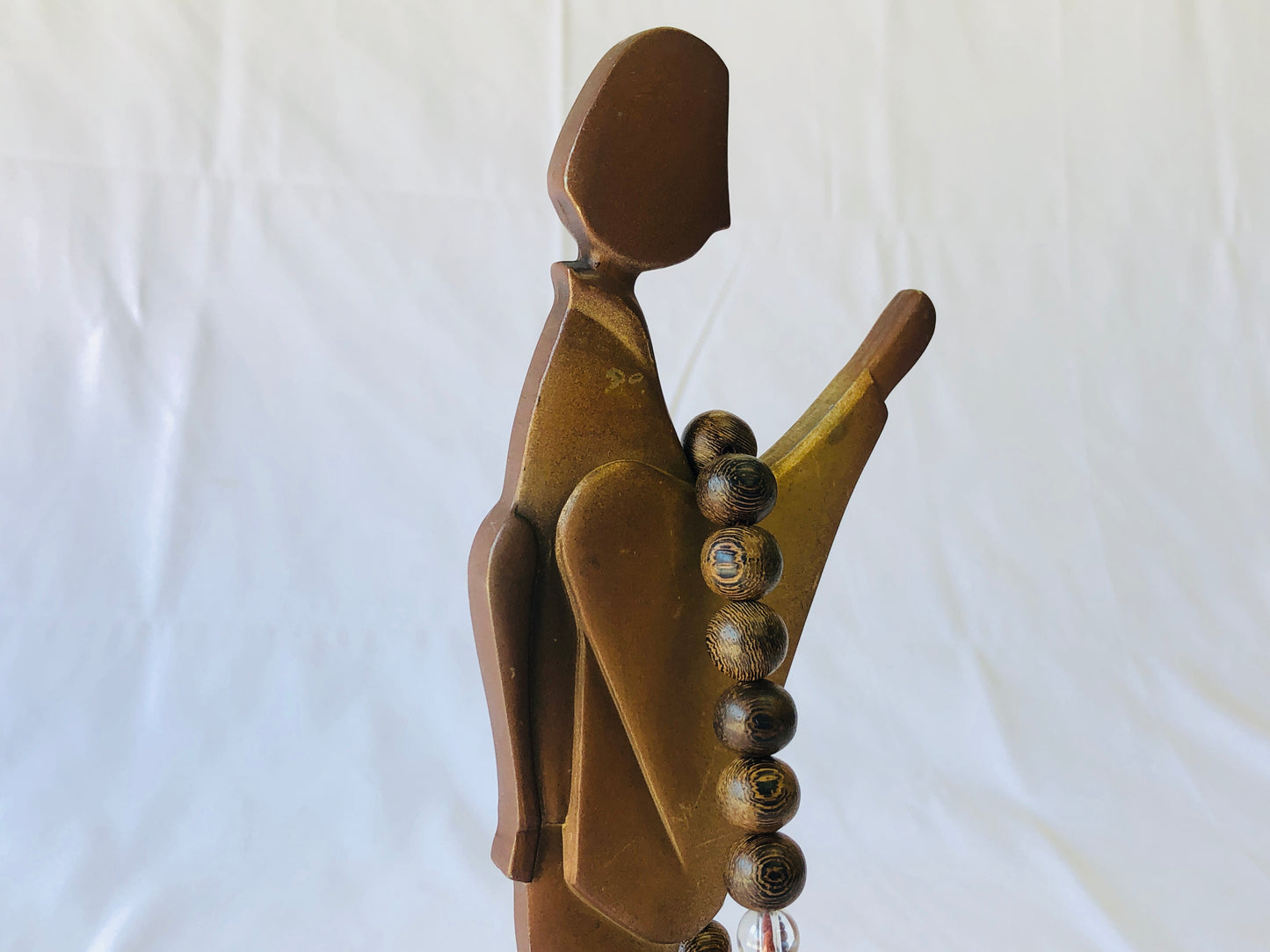 Y4509 STATUE Metal Praying Doll figure figurine Japan antique vintage decor