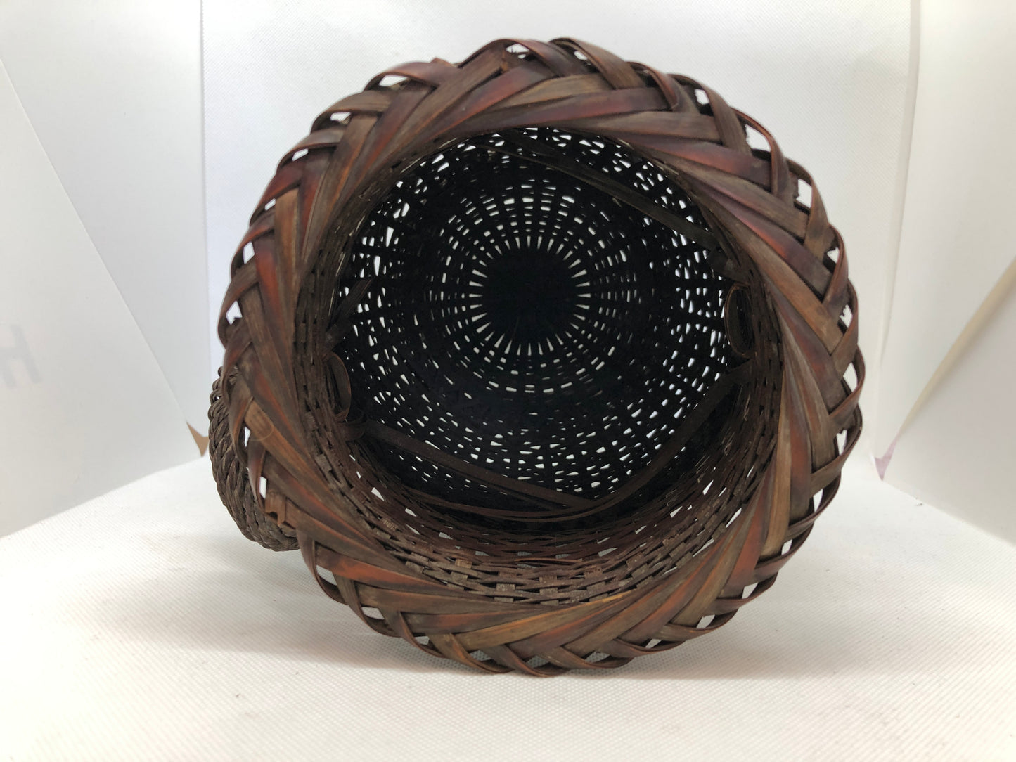 Y4536 Bamboo Woven Basket flower vase decor interior Japan antique ikebana kabin