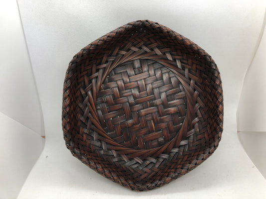 Y4538 Bamboo Woven Basket Tray OBON OZEN confectionery tableware Japan antique