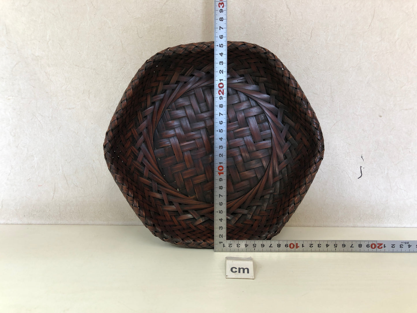 Y4538 Bamboo Woven Basket Tray OBON OZEN confectionery tableware Japan antique