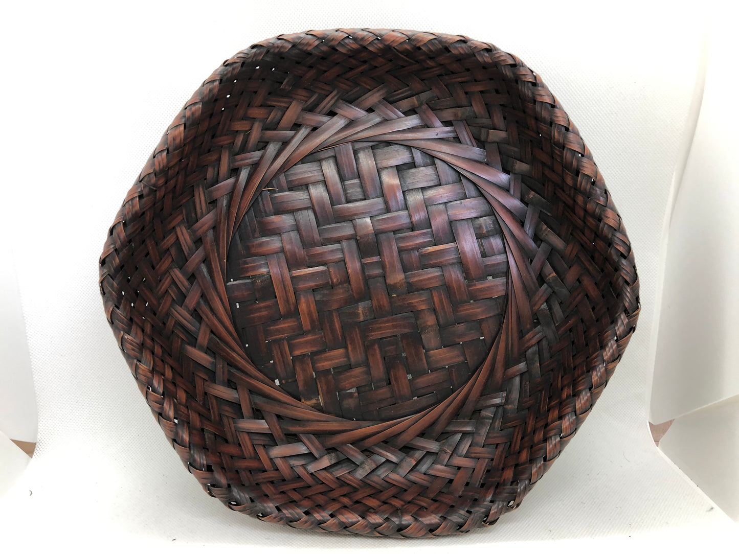 Y4538 Bamboo Woven Basket Tray OBON OZEN confectionery tableware Japan antique