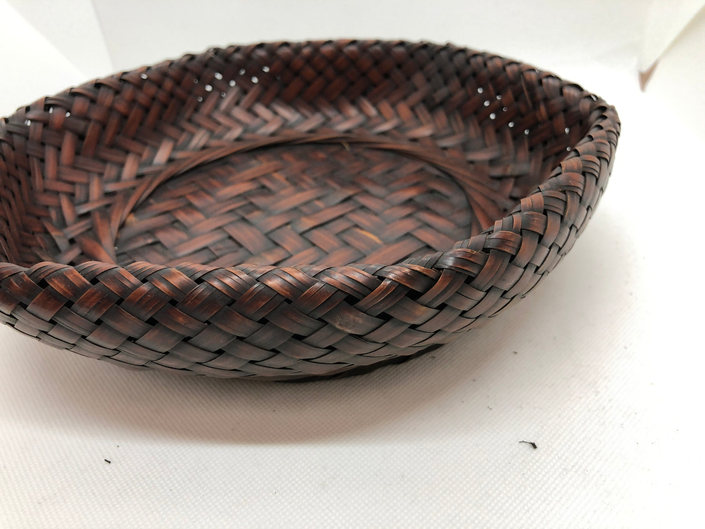 Y4538 Bamboo Woven Basket Tray OBON OZEN confectionery tableware Japan antique