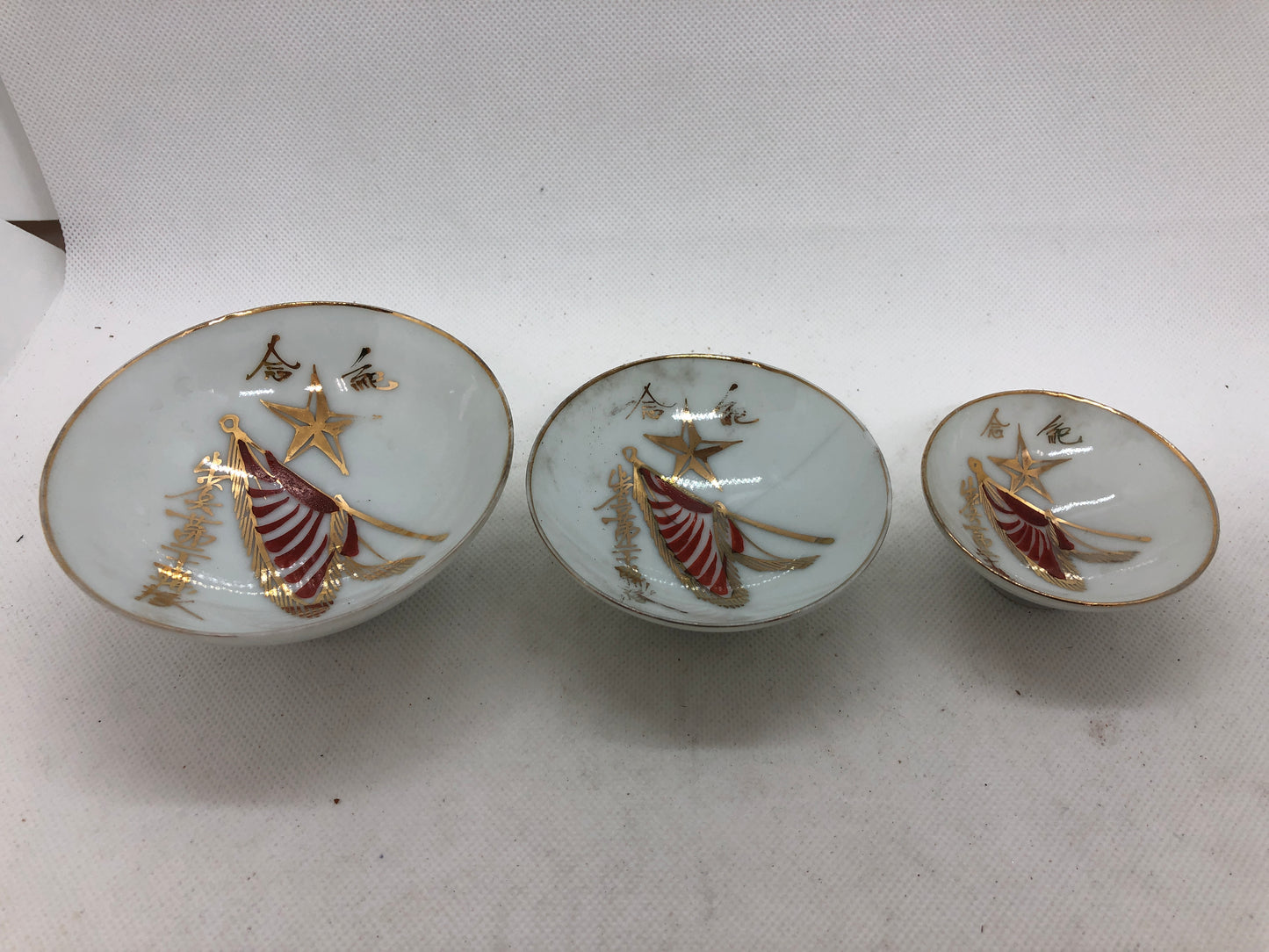 Y4544 Imperial Japan Army Triple Sake cup set military Japanese WW2 vintage