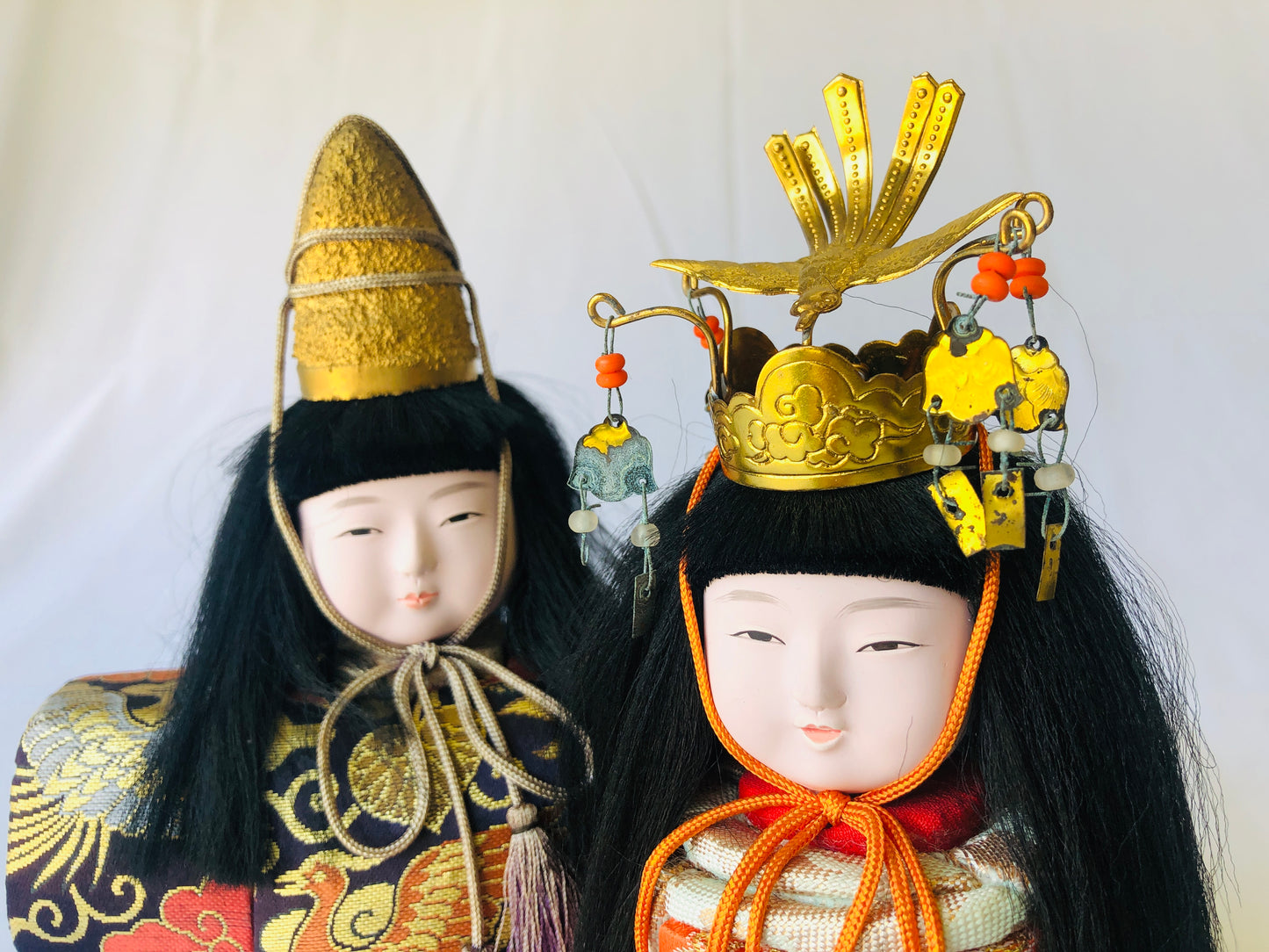 Y4556 NINGYO Kimekomi standing Hina dolls Japan antique statue figure figurine