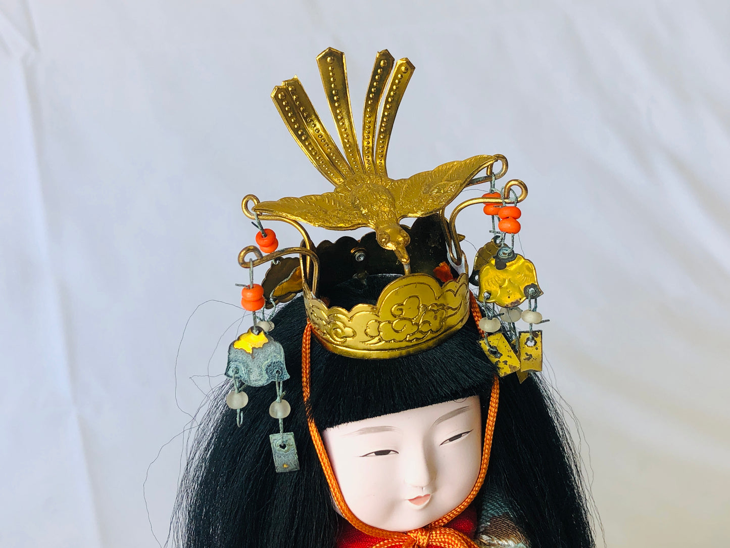 Y4556 NINGYO Kimekomi standing Hina dolls Japan antique statue figure figurine