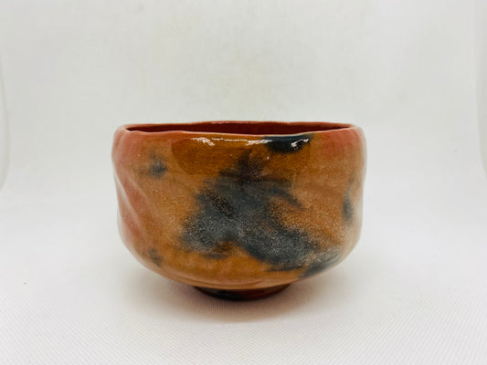 Y4571 CHAWAN Raku-ware red signed Japan antique tea ceremony pottery bowl cup