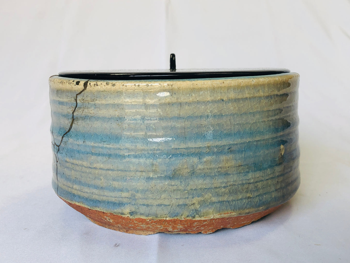 Y4595 MIZUSASHI Shigaraki-ware water pot kintsugi Japan Tea Ceremony antique jar