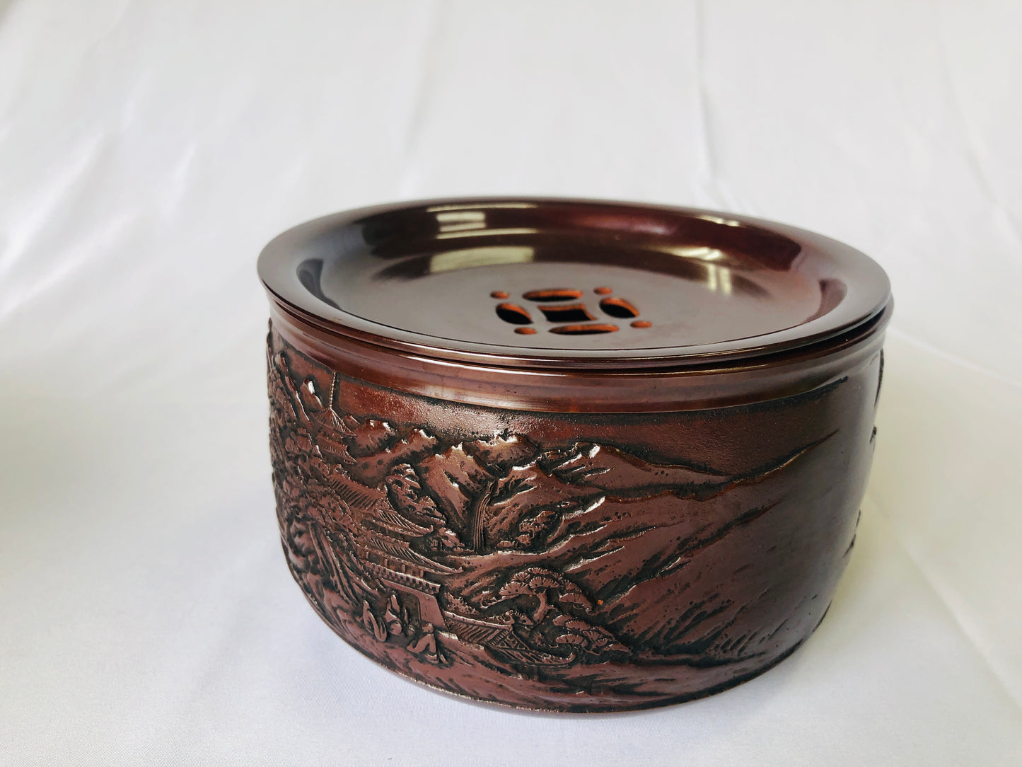 Y4600 KENSUI Copper Water Pot signed box Japanese Tea Ceremony antique Japan