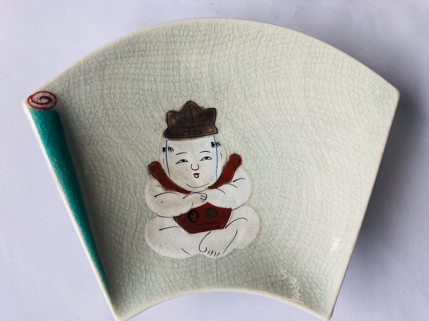 Y4606 DISH Kyo-ware fruit plate Gosho doll Japan antique tableware vintage