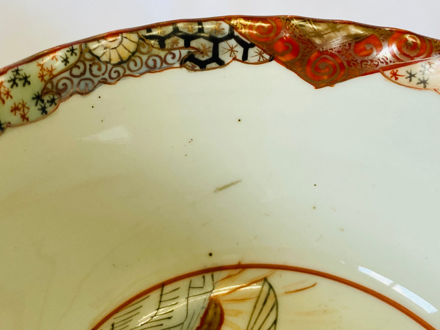 Y4607 HAISEN Kutani-ware color paint cup pair Japan antique vintage tableware