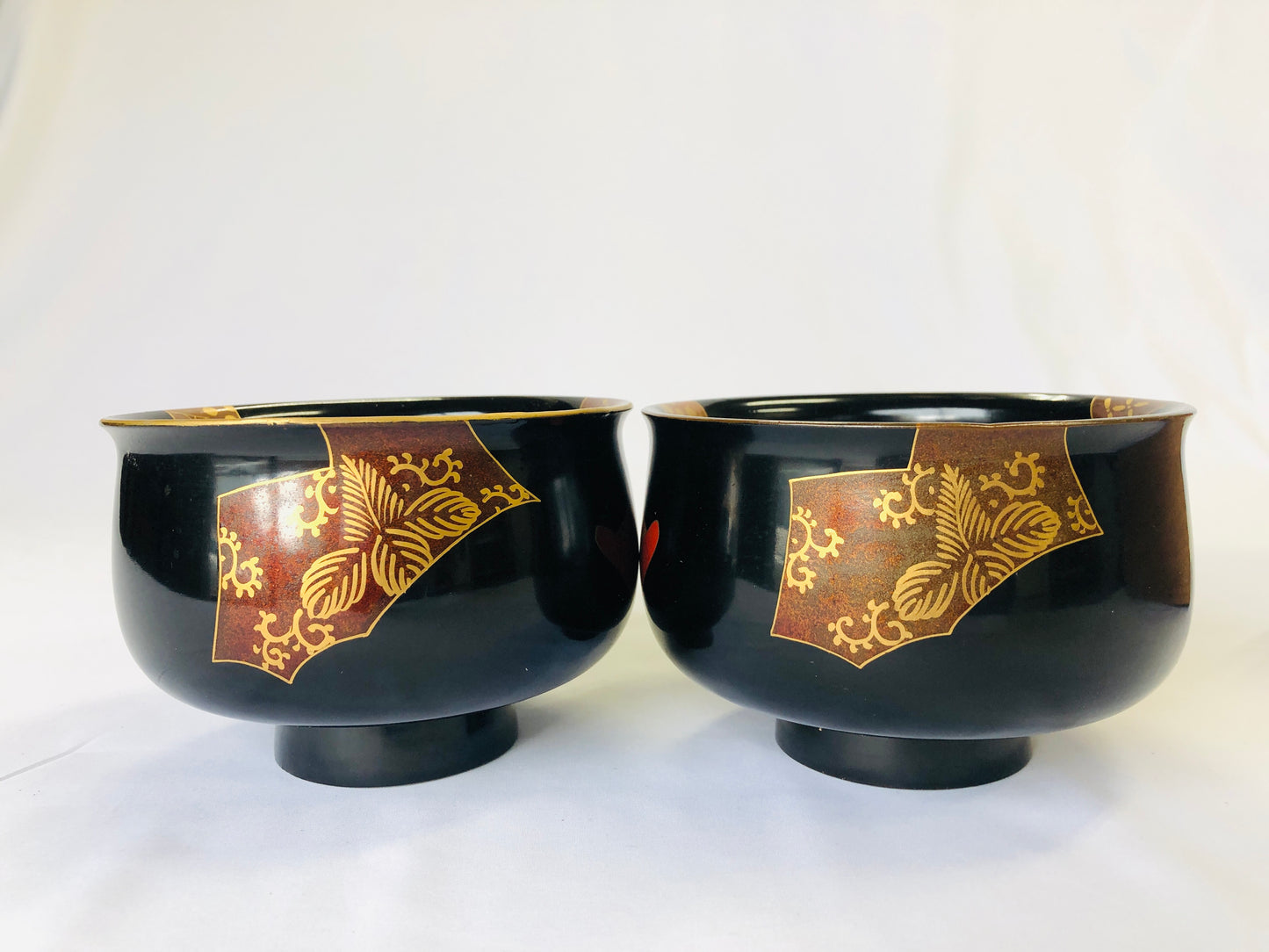 Y4612 HAISEN Makie Wash Basin pot pair box Japan antique vintage bowl container