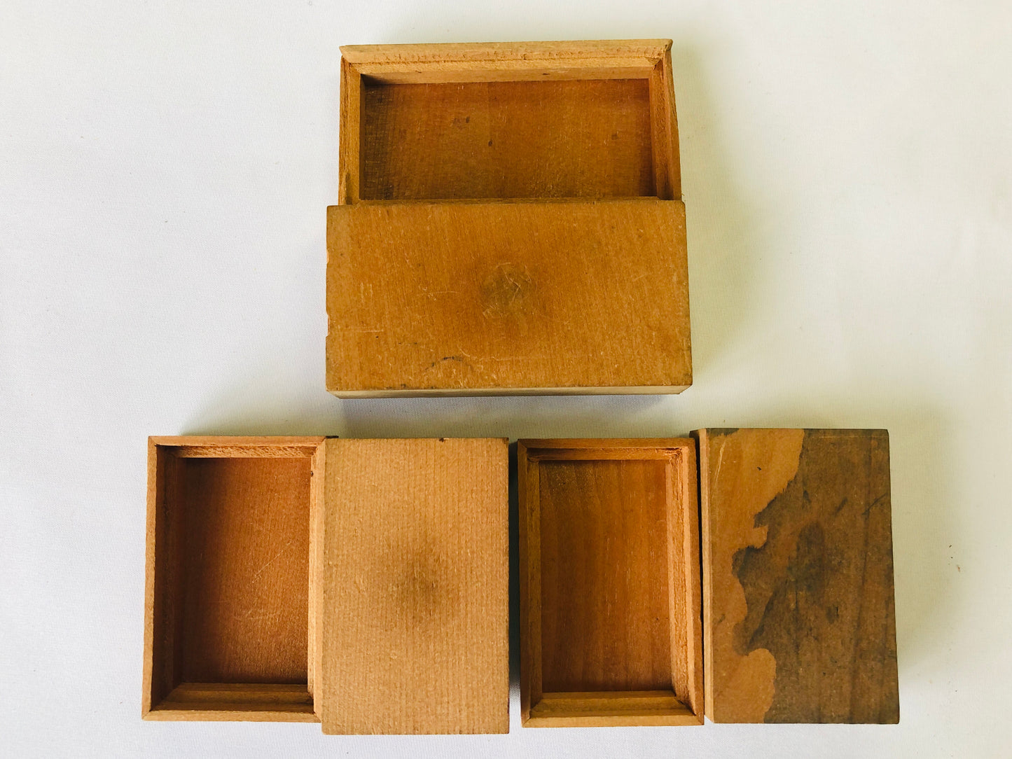 Y4614 BOX Hakone woodwork nesting case container Japan antique vintage storage