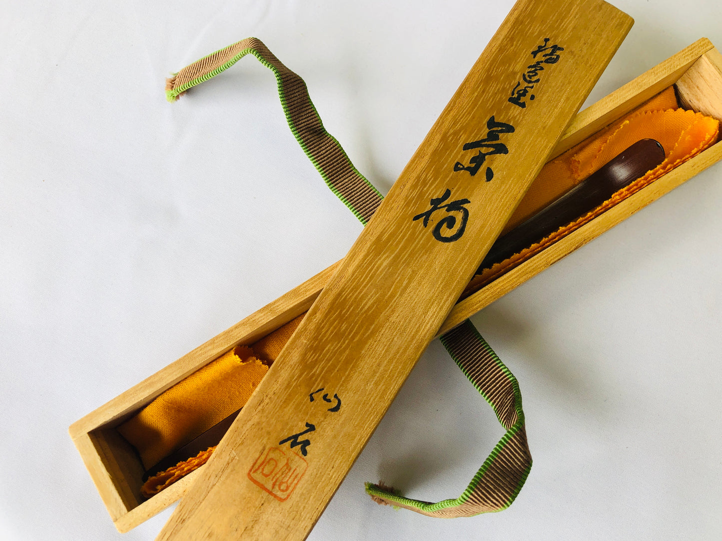 Y4621 CHASHAKU Wajima lacquer Makie scoop signed box Japan Tea Ceremony antique