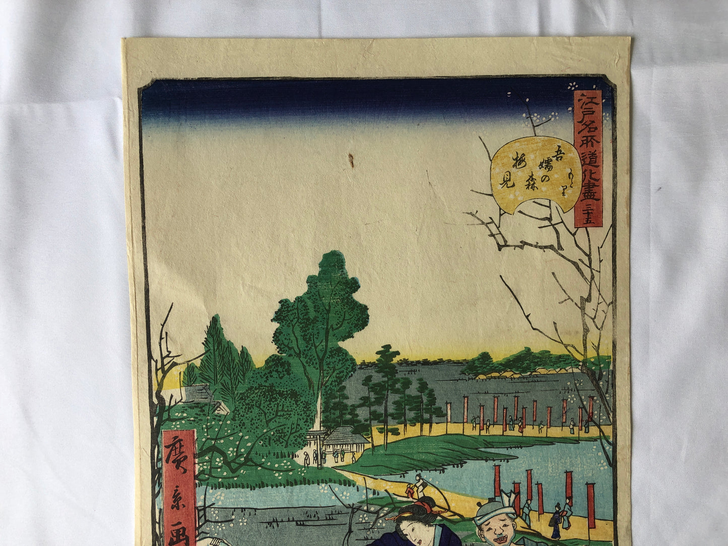 Y4627 WOODBLOCK PRINT Hirokage Edo famous place Japan Ukiyoe art antique