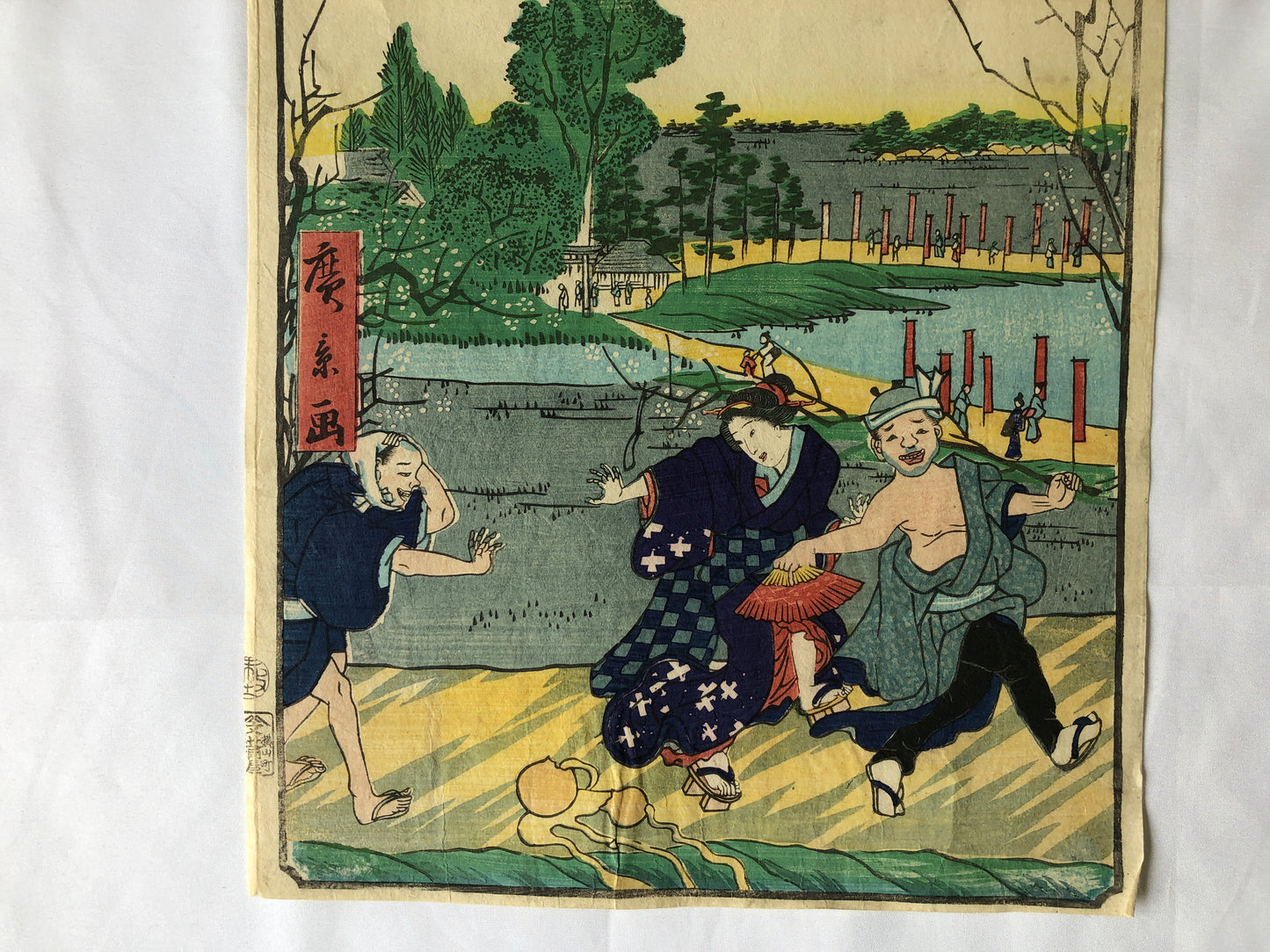 Y4627 WOODBLOCK PRINT Hirokage Edo famous place Japan Ukiyoe art antique