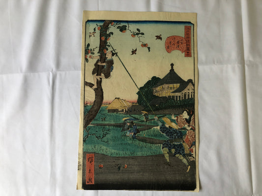 Y4628 WOODBLOCK PRINT Hirokage Edo famous place Japan Ukiyoe art antique