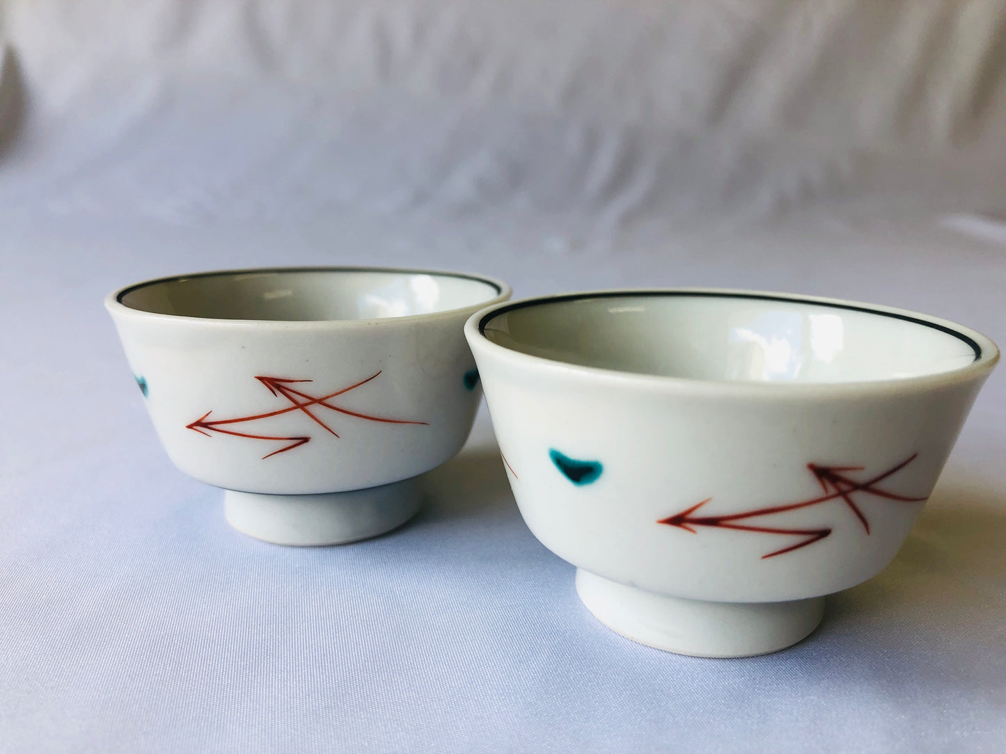 Y4647 CHAWAN Kutani-ware sake cup set of 2 signed box Japan antique tableware