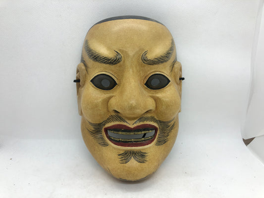 Y4662 NOH MASK wood carving Arakashi signed Japan antique omen dance drama