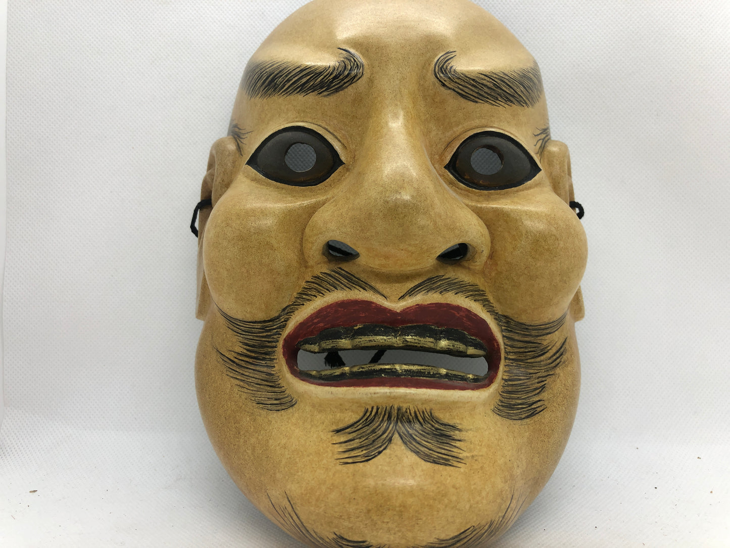 Y4662 NOH MASK wood carving Arakashi signed Japan antique omen dance drama
