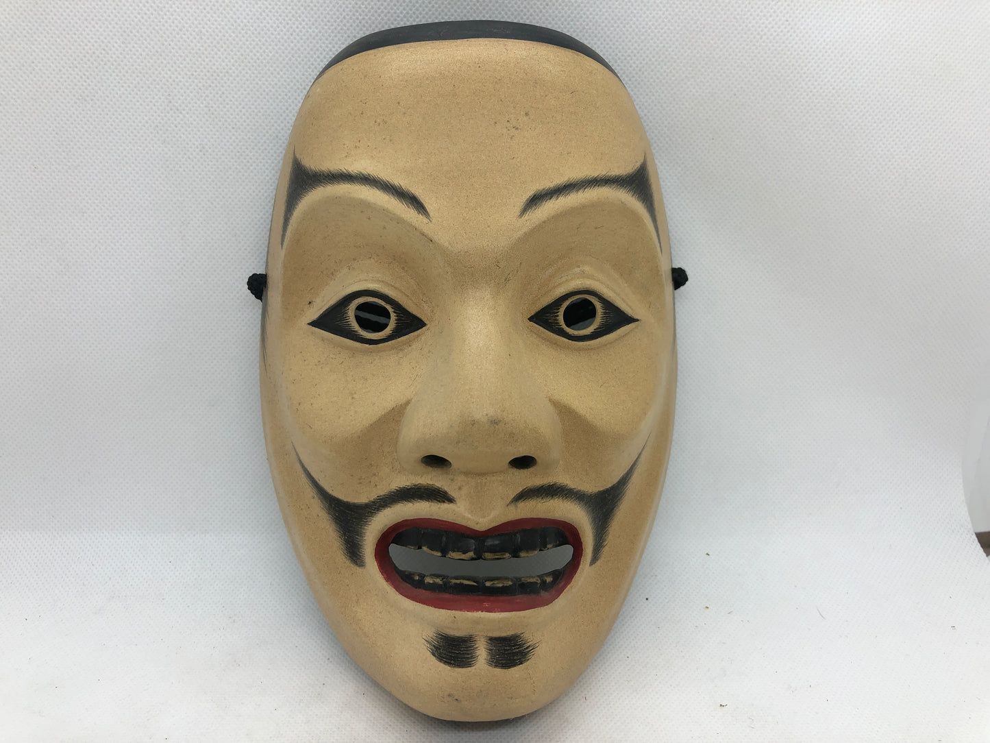 Y4663 NOH MASK wood carving Shintai signed Japan antique omen dance drama