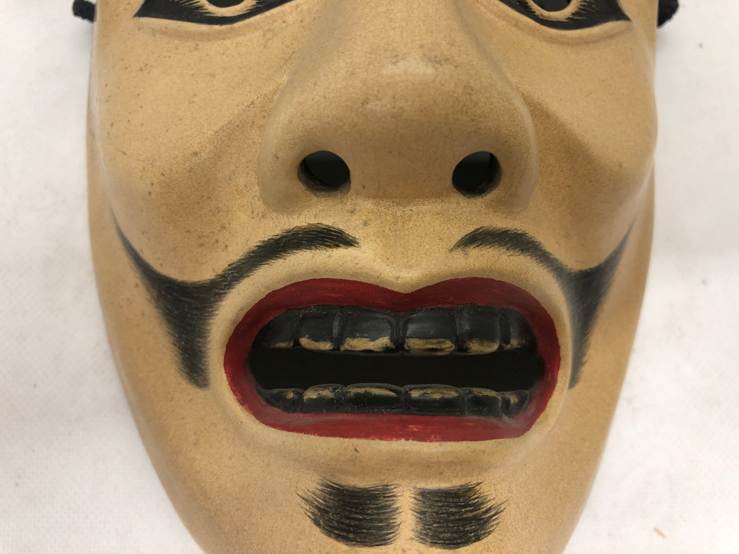 Y4663 NOH MASK wood carving Shintai signed Japan antique omen dance drama