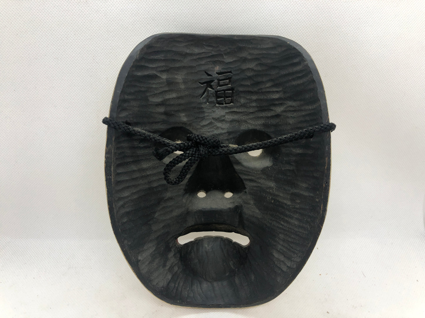 Y4663 NOH MASK wood carving Shintai signed Japan antique omen dance drama