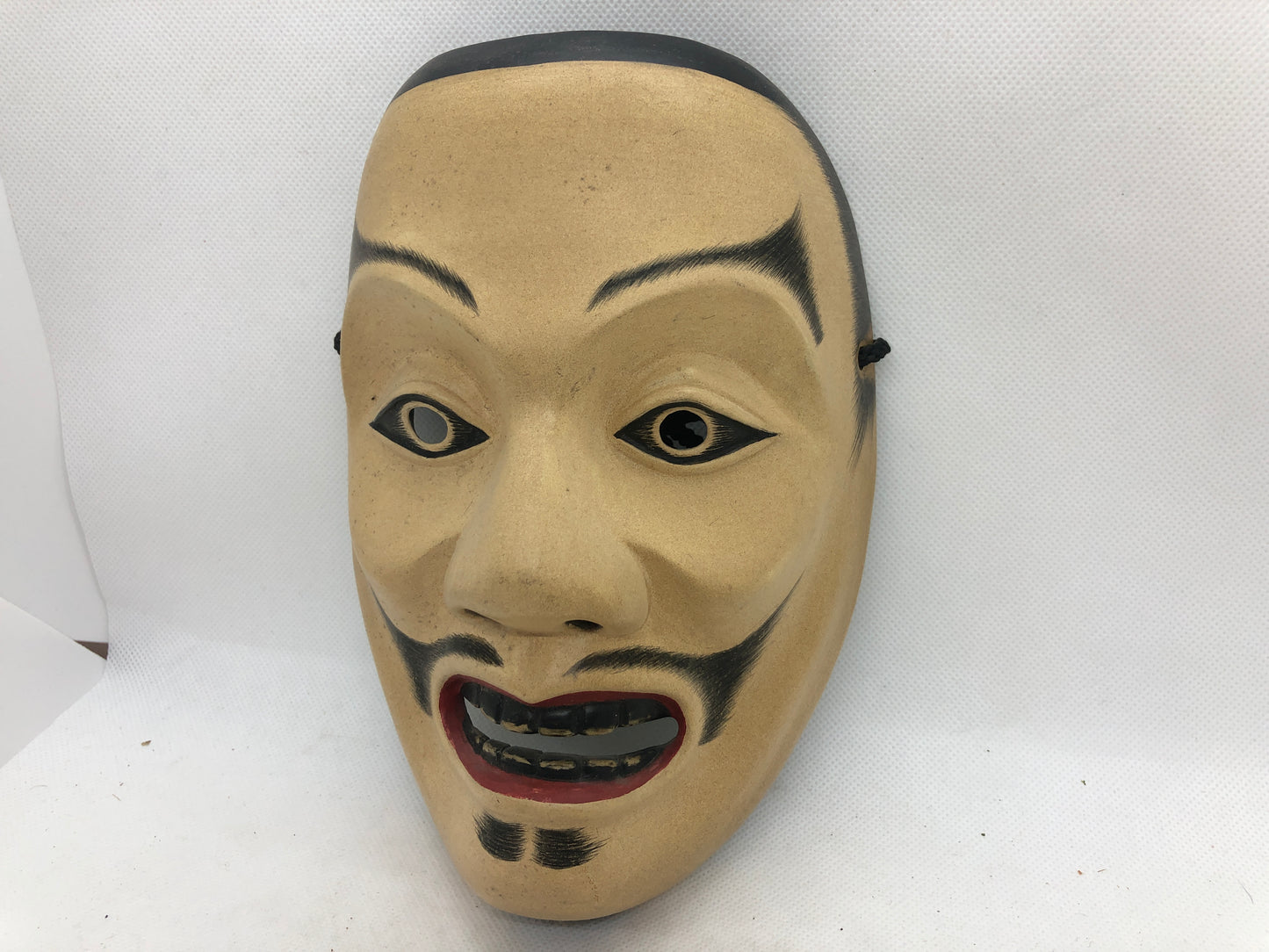 Y4663 NOH MASK wood carving Shintai signed Japan antique omen dance drama