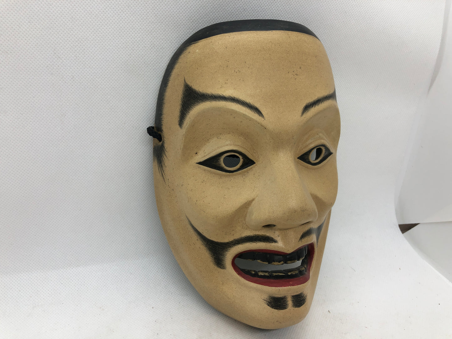 Y4663 NOH MASK wood carving Shintai signed Japan antique omen dance drama