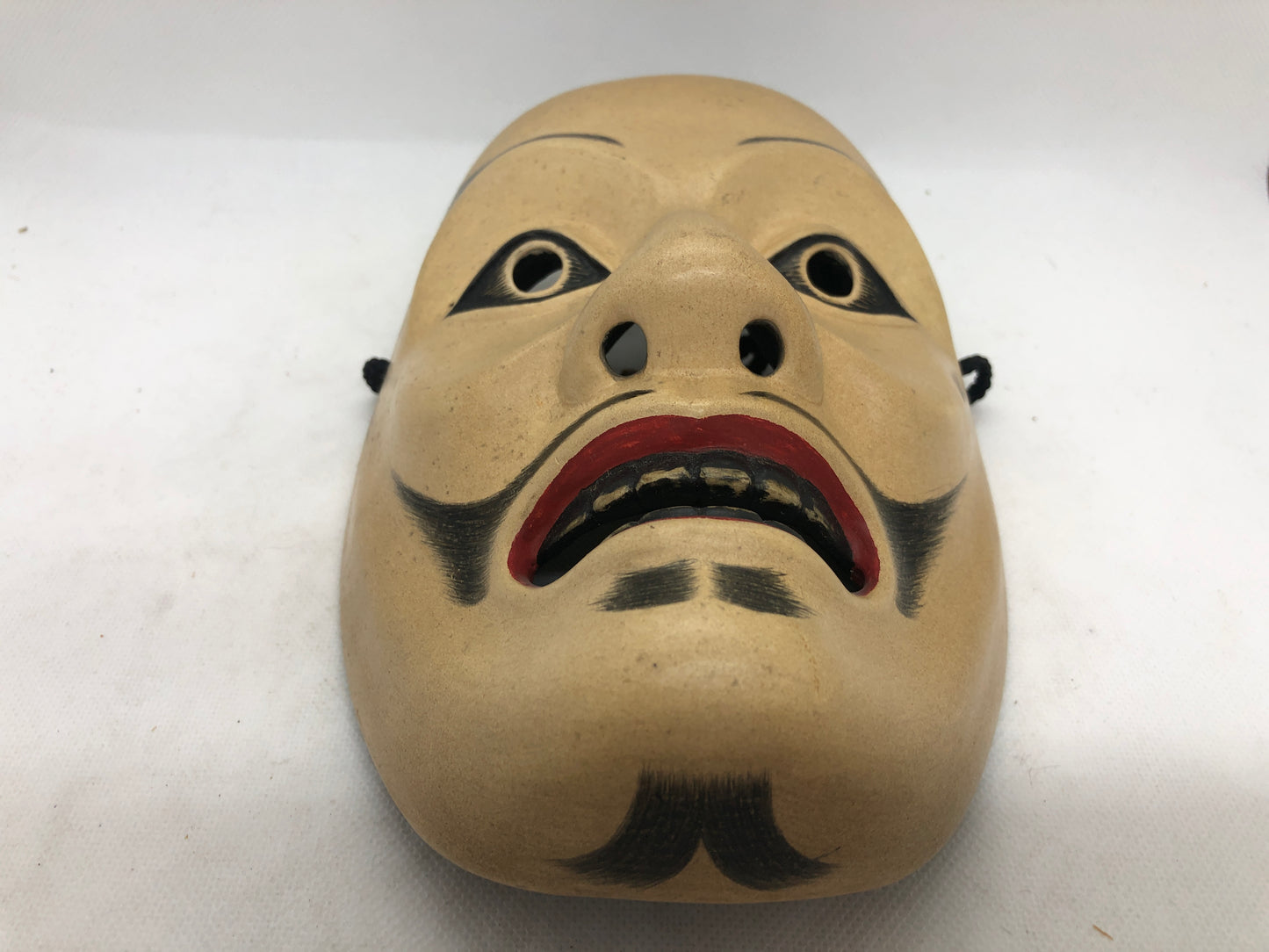 Y4663 NOH MASK wood carving Shintai signed Japan antique omen dance drama