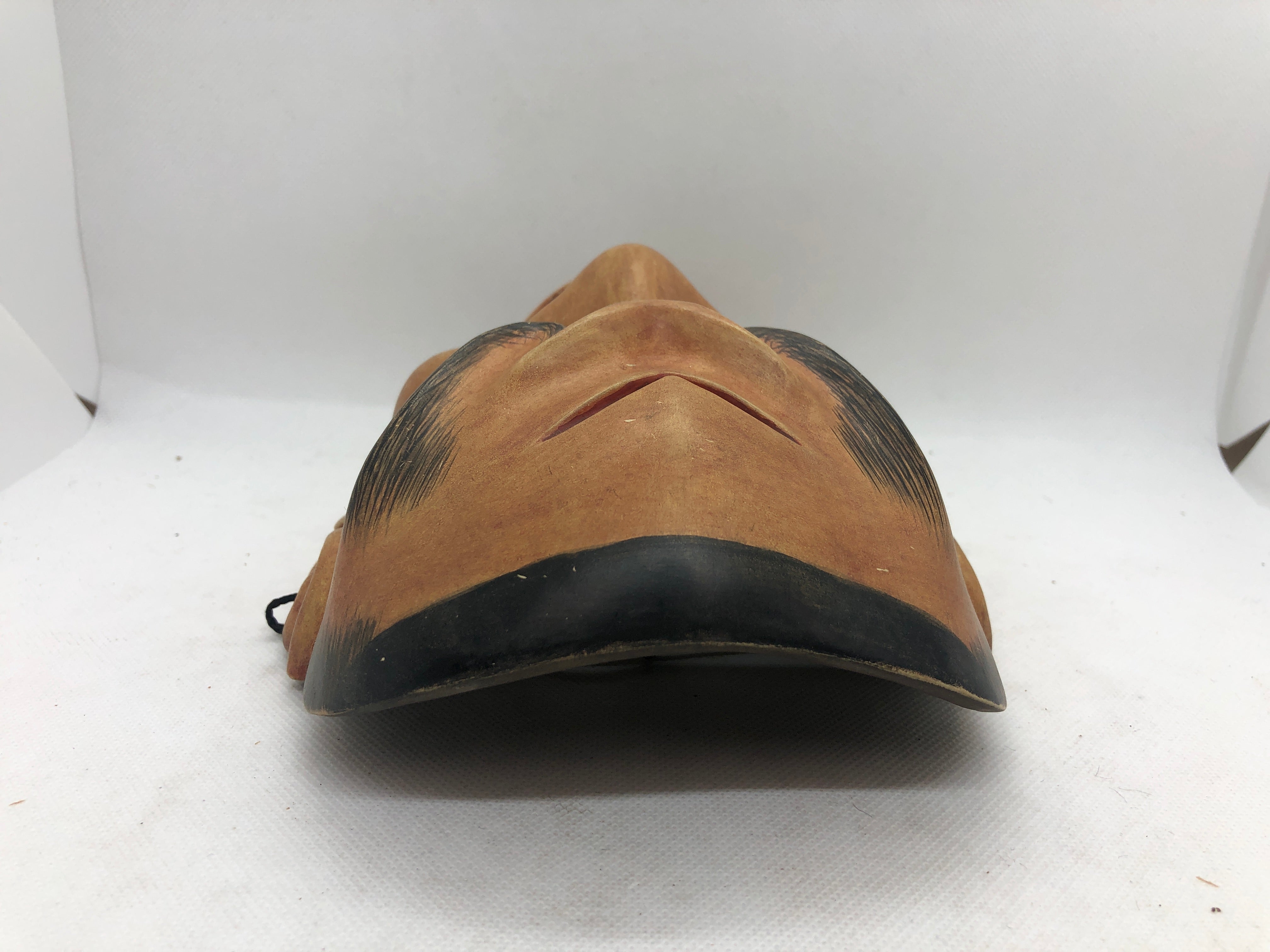 Y4664 NOH MASK wood carving Shikami signed Japan antique