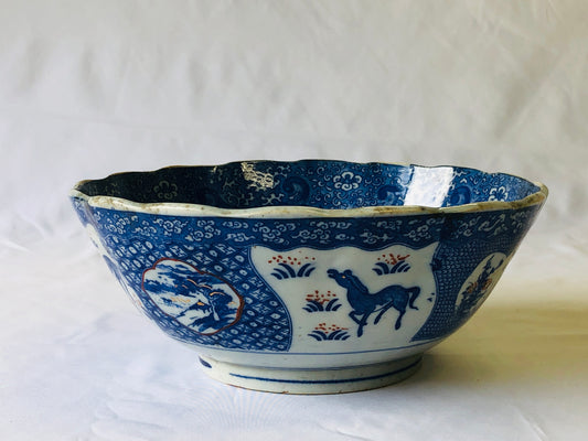 Y4671 CHAWAN Seto-ware color picture confecrionery bowl Japan antique pottery