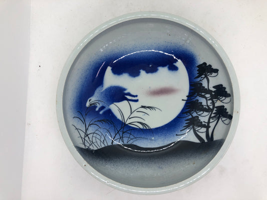 Y4673 CHAWAN Seto-ware confectionery bowl moon rabbit Japan antique pottery