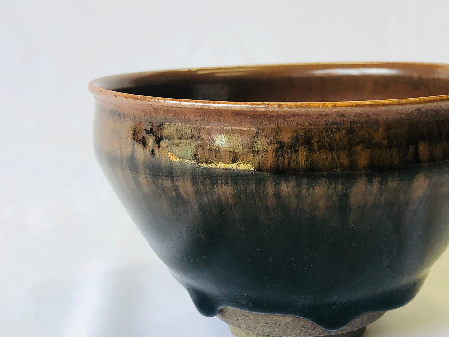 Y4699 CHAWAN Tenmoku box beautiful glaze Japan antique tea ceremony pottery bowl