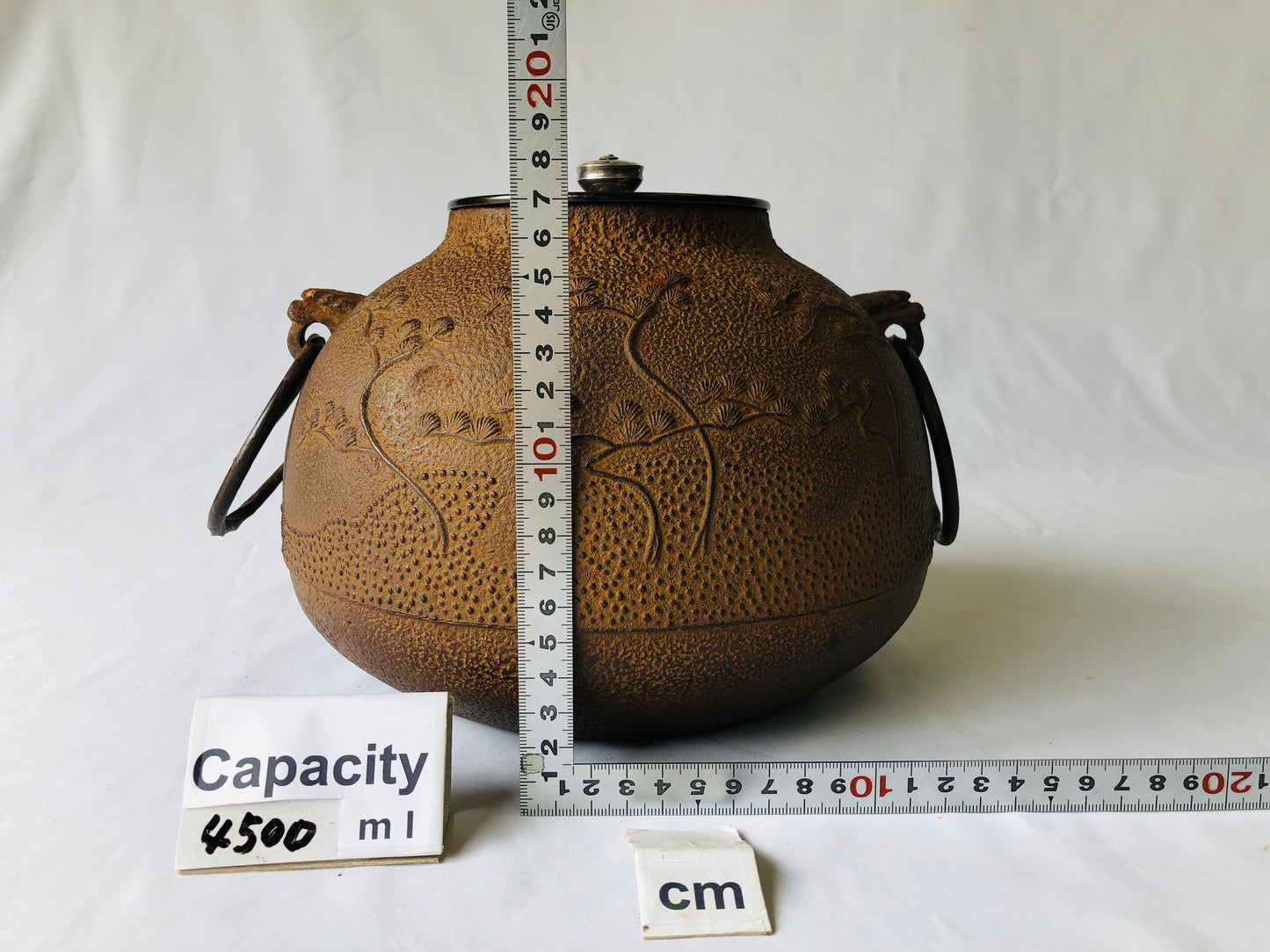 Y4738 CHAGAMA Iron pot jewel shape signed box Japan Tea Ceremony teapot antique