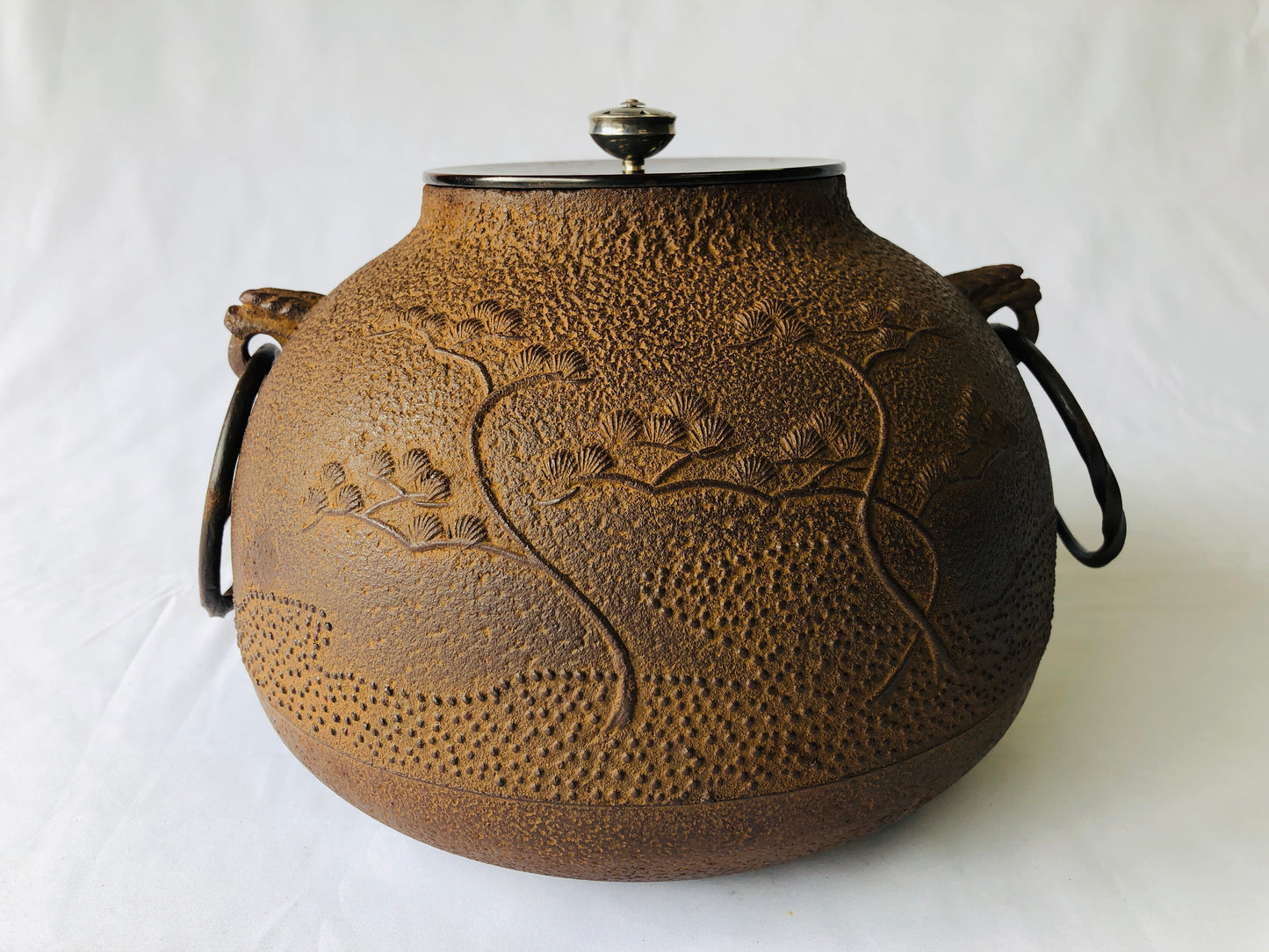 Y4738 CHAGAMA Iron pot jewel shape signed box Japan Tea Ceremony teapot antique