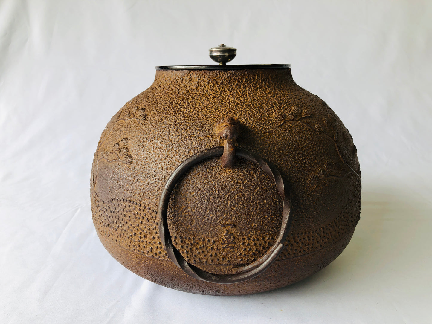 Y4738 CHAGAMA Iron pot jewel shape signed box Japan Tea Ceremony teapot antique