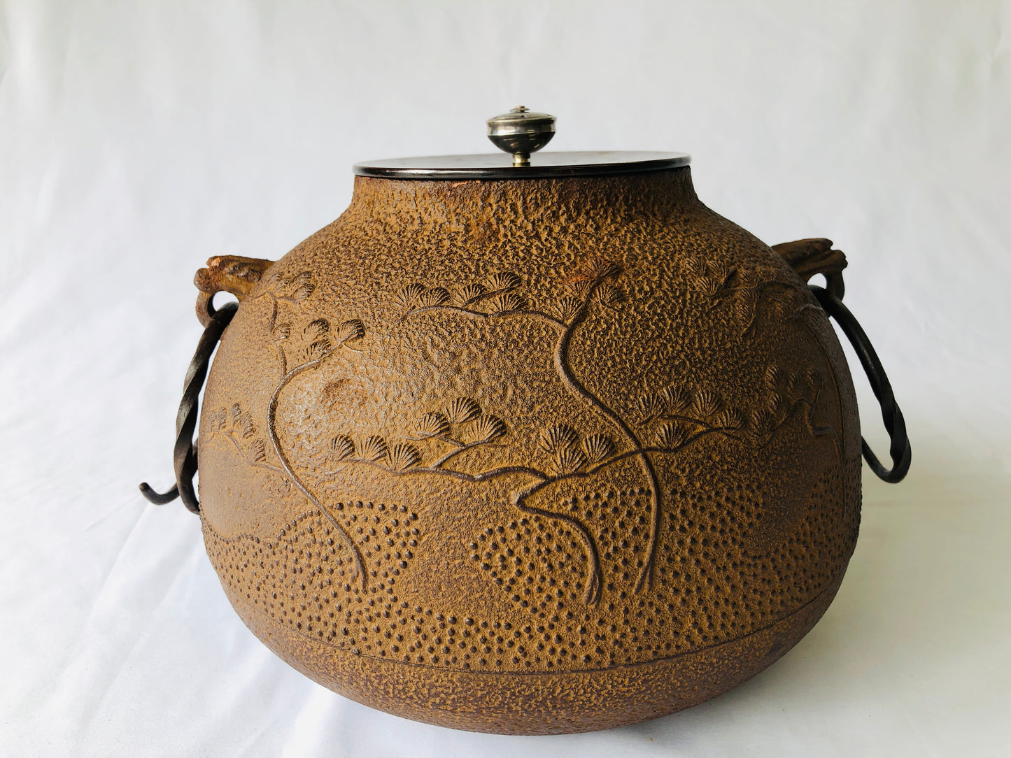 Y4738 CHAGAMA Iron pot jewel shape signed box Japan Tea Ceremony teapot antique