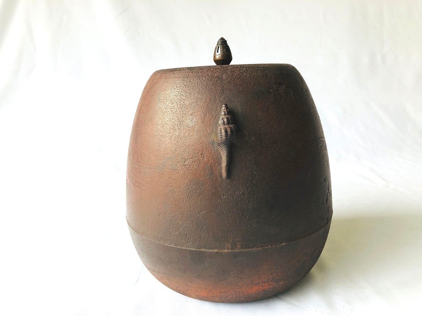 Y4739 CHAGAMA Iron pot Hakeme brush mark signed box Japan Tea Ceremony teapot