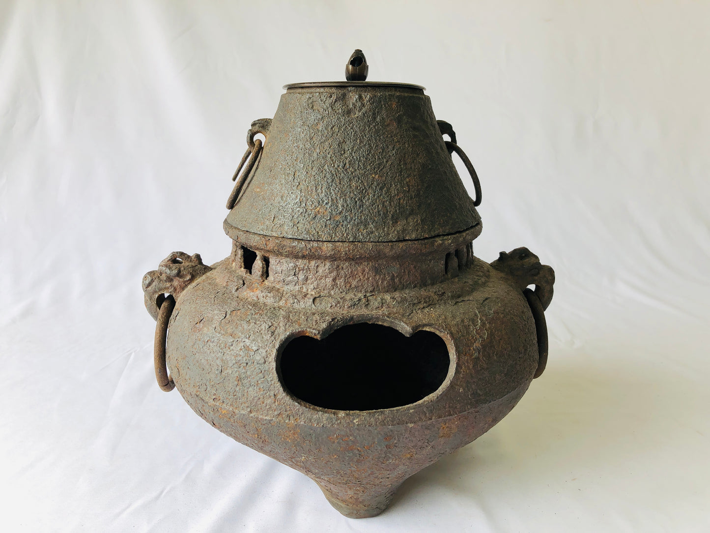 Y4740 CHAGAMA small Iron pot brazier teapot Japan Tea Ceremony antique