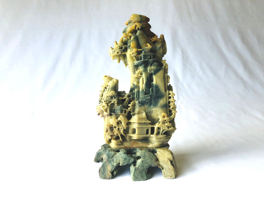 Y4742 OKIMONO Agalmatolite openwork figurine China antique figure vintage