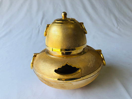 Y4744 OKIMONO Gold-plated tea pot figure figurine Japan antique vintage interior