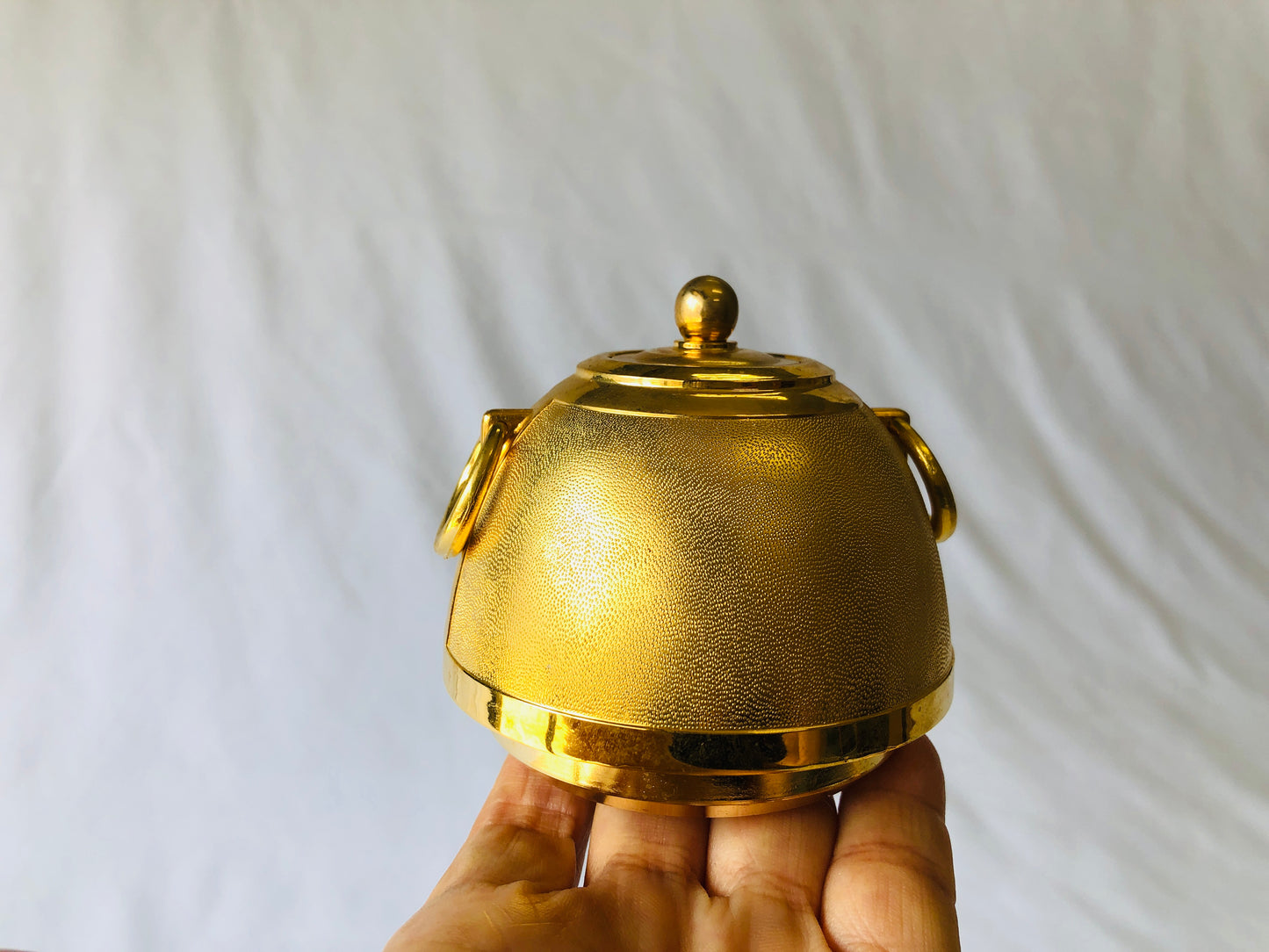 Y4744 OKIMONO Gold-plated tea pot figure figurine Japan antique vintage interior