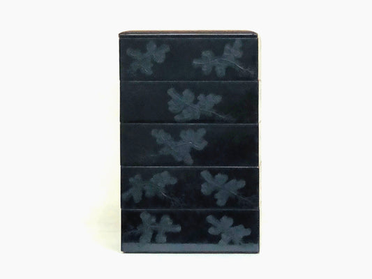 Y4760 BOX 4-tier container pine Makie lacquer signed Japan antique vintage case