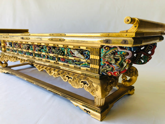 Y4782 Buddhist Altar Equipment sutra reading desk rich color box Japan antique